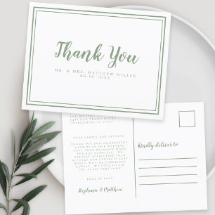 Minimalistische Hochzeit Danke, dass Sie Nachricht Postkarte