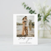 Minimalistische Hochzeit Danke Fotokarte (Stehend Vorderseite)