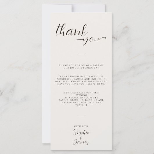 Minimalistische Hochzeit danke Ihnen Table Platzka (Vorderseite)