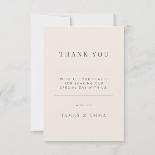 Minimalistische Hochzeit Danke Soft Beige (Vorderseite)