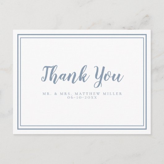 Minimalistische Hochzeit Dankeschön Botschaft Mode Postkarte (Vorderseite)