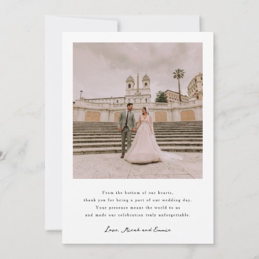 Minimalistische Hochzeit Dankeschön Karte (Rückseite)