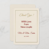 Minimalistische Hochzeit Dankeschön Karte. Dankeskarte (Vorne/Hinten)