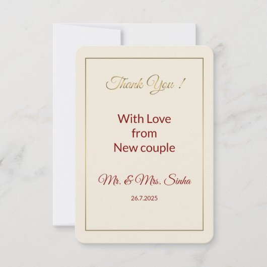 Minimalistische Hochzeit Dankeschön Karte. Dankeskarte (Vorderseite)