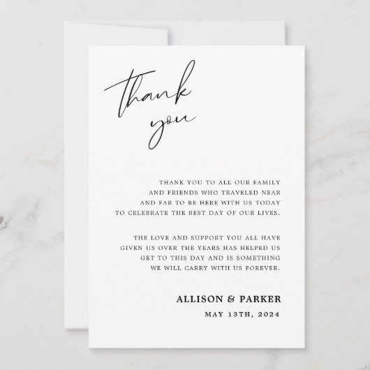 Minimalistische Hochzeit Dankeschön Karte mit Foto (Vorderseite)