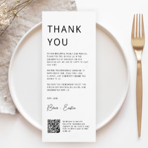 Minimalistische Hochzeit Dankeschön Karte mit Qr C