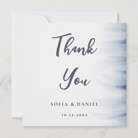 Minimalistische Hochzeit Dankeschön Karte mit Tint (Vorderseite)