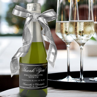 Minimalistische Hochzeit Dankeschön White über Bla Schaumweinetikett