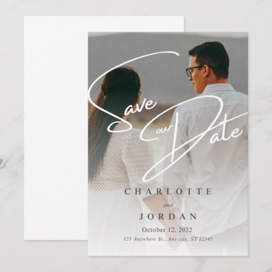 Minimalistische Hochzeit Datum speichern Save The Date (Vorne/Hinten)