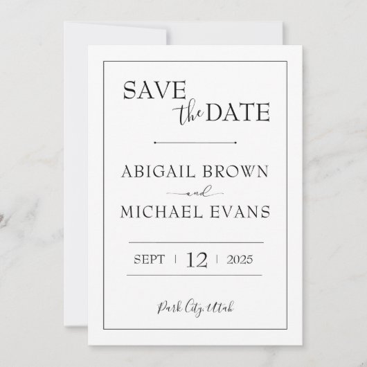 Minimalistische Hochzeit Datum speichern Save The Date (Vorderseite)
