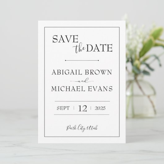 Minimalistische Hochzeit Datum speichern Save The Date (Stehend Vorderseite)