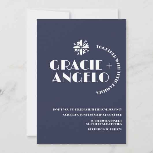 Minimalistische Hochzeit der blauen Marinestöne Einladung (Vorderseite)