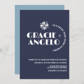 Minimalistische Hochzeit der blauen Marinestöne Einladung (Vorne/Hinten)