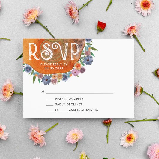 Minimalistische Hochzeit der Boho-Wildblume RSVP Karte