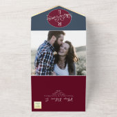 Minimalistische Hochzeit der Burgundy Navy All In One Einladung (Außenbereich)