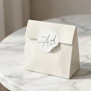 Minimalistische Hochzeit der Kalligraphie Runder Aufkleber