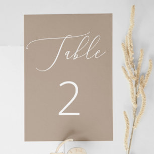 Minimalistische Hochzeit der klassischen neutralen Tischnummer