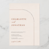 Minimalistische Hochzeit der modernen Arche Folieneinladung (Vorderseite)