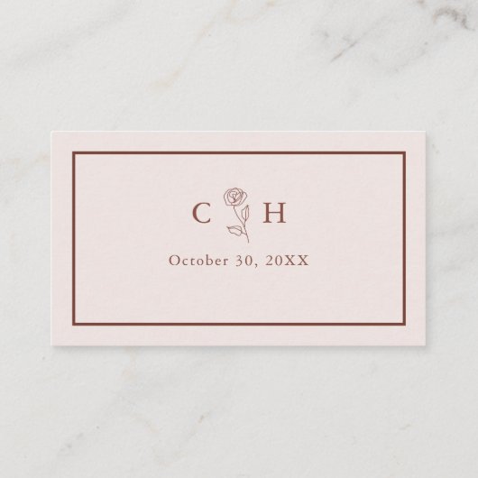 Minimalistische Hochzeit der modernen Blumenkizze Platzkarte (Rückseite)