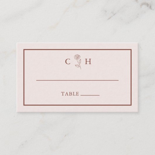 Minimalistische Hochzeit der modernen Blumenkizze Platzkarte (Vorderseite)