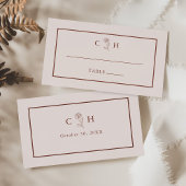 Minimalistische Hochzeit der modernen Blumenkizze Platzkarte