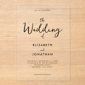 Minimalistische Hochzeit der modernen Kalligrafie Acryleinladungen (Vorderseite)
