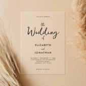 Minimalistische Hochzeit der modernen Kalligrafie Acryleinladungen