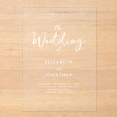 Minimalistische Hochzeit der modernen Kalligrafie Acryleinladungen (Vorderseite)