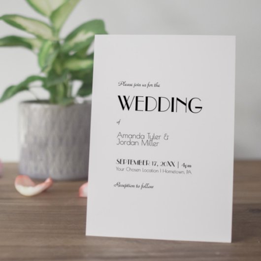 Minimalistische Hochzeit der Modernen Kunst Einladung