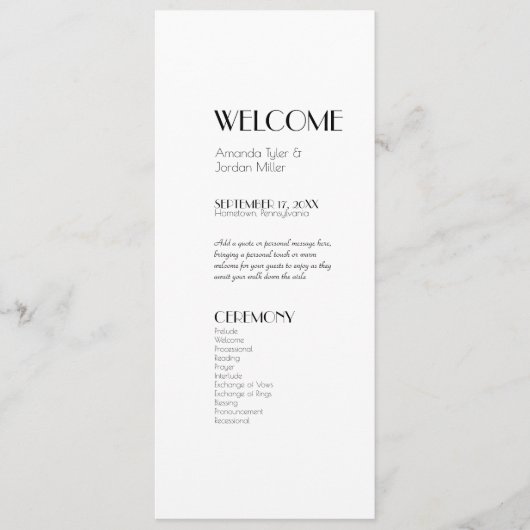 Minimalistische Hochzeit der Modernen Kunst Programm (Vorderseite)