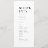 Minimalistische Hochzeit der Modernen Kunst Programm (Rückseite)