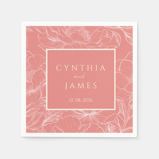 Minimalistische Hochzeit der rosa Koralle Serviette (Vorderseite)