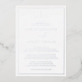 Minimalistische Hochzeit der Silberfolie Monogram Folieneinladung (Vorderseite)