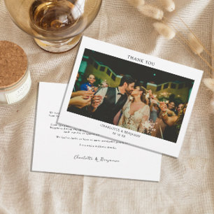 Minimalistische Hochzeit des modernen Fotos Dankeskarte