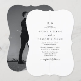 Minimalistische Hochzeit des modernen Fotos Einladung