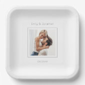 Minimalistische Hochzeit des modernen Fotos Pappteller (Vorderseite)