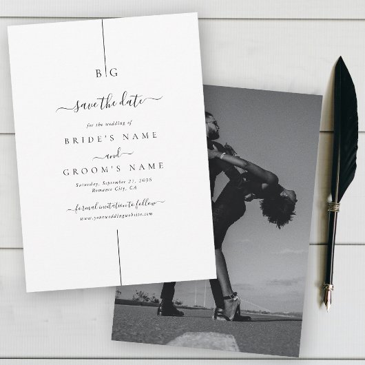 Minimalistische Hochzeit des modernen Fotos Save The Date