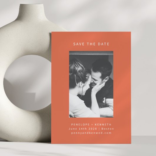 Minimalistische Hochzeit des modernen, hellen Oran Save The Date