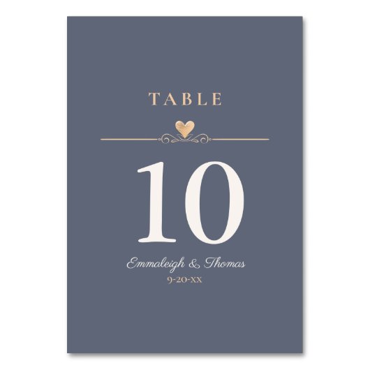 Minimalistische Hochzeit des modernen Herzens Tischnummer (Vorderseite)