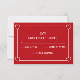 Minimalistische Hochzeit des Roten Valentins RSVP Karte