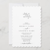 Minimalistische Hochzeit des Starfish Beach Monogr Einladung (Vorderseite)