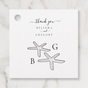 Minimalistische Hochzeit des Starfish Beach Monogr Geschenkanhänger