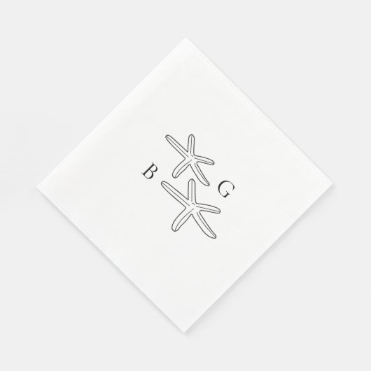 Minimalistische Hochzeit des Starfish Beach Monogr Serviette (Ecke)