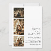 Minimalistische Hochzeit | Drei Foto sauber Einladung (Vorderseite)