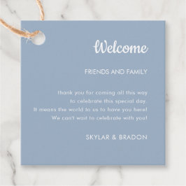 Minimalistische Hochzeit Dusty Blue Begrüßungsgesc Geschenkanhänger