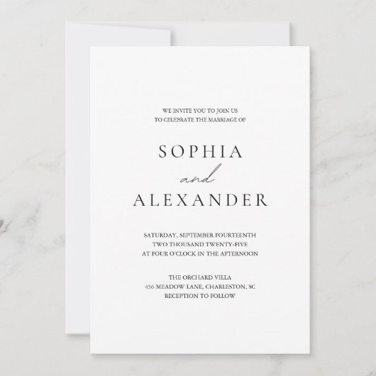 Minimalistische Hochzeit Einladung (Vorderseite)