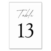 Minimalistische Hochzeit Elegant Schwarz & Weiß Tischnummer (Rückseite)