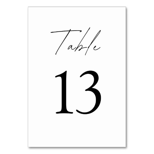 Minimalistische Hochzeit Elegant Schwarz & Weiß Tischnummer (Vorderseite)