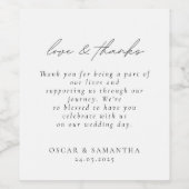 Minimalistische Hochzeit Elegant Schwarz & Weiß Weinetikett (Einzelnes Label)