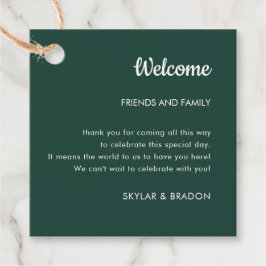 Minimalistische Hochzeit Emerald Green Begrüßungsg Geschenkanhänger